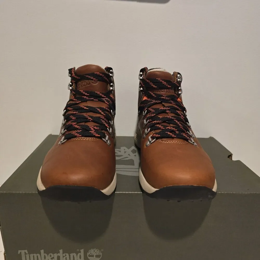 TIMBERLAND FLYROAM WATERPROOF MEDIUM BROWN LEATHER A1RMA MENS US SIZE: 7.5